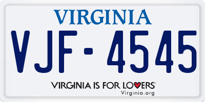 VA license plate VJF4545