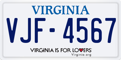 VA license plate VJF4567