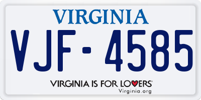VA license plate VJF4585