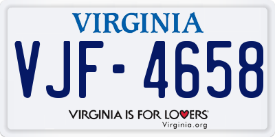 VA license plate VJF4658