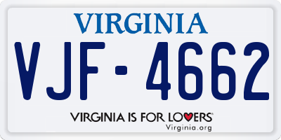 VA license plate VJF4662