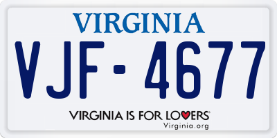 VA license plate VJF4677