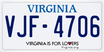 VA license plate VJF4706