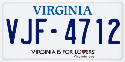 VA license plate VJF4712