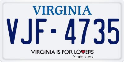 VA license plate VJF4735