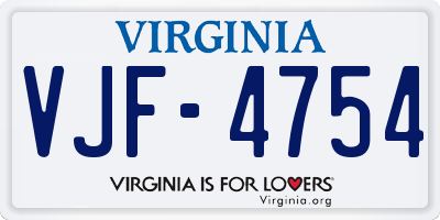 VA license plate VJF4754