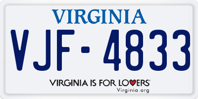 VA license plate VJF4833