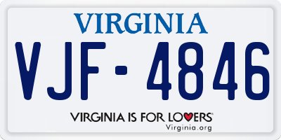 VA license plate VJF4846