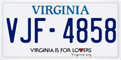 VA license plate VJF4858