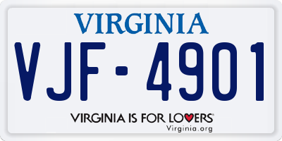 VA license plate VJF4901
