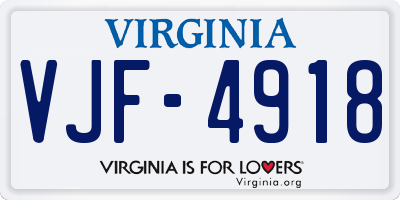 VA license plate VJF4918