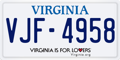 VA license plate VJF4958