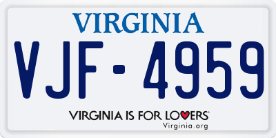 VA license plate VJF4959