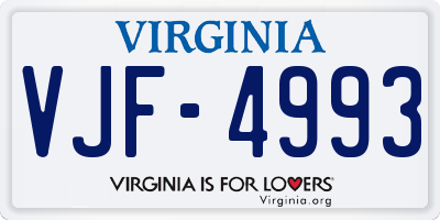 VA license plate VJF4993