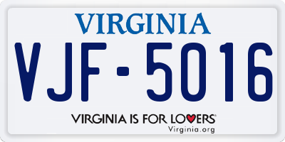 VA license plate VJF5016
