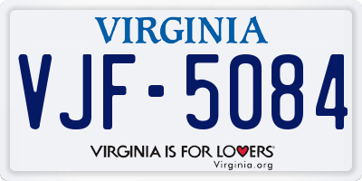 VA license plate VJF5084