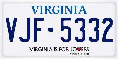 VA license plate VJF5332