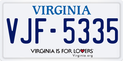 VA license plate VJF5335