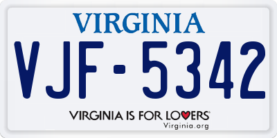 VA license plate VJF5342