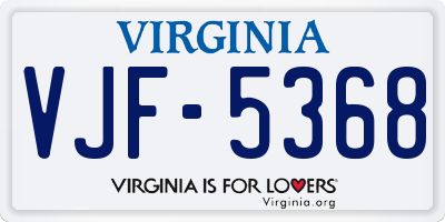 VA license plate VJF5368