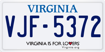 VA license plate VJF5372