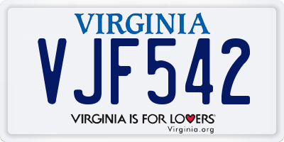 VA license plate VJF542
