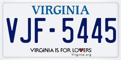 VA license plate VJF5445