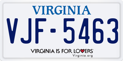 VA license plate VJF5463