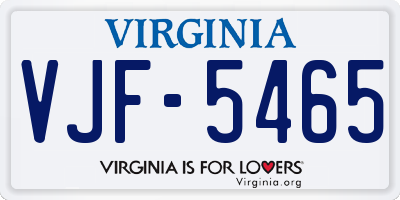 VA license plate VJF5465