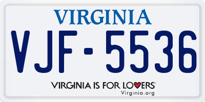 VA license plate VJF5536