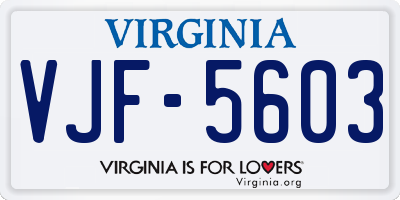 VA license plate VJF5603