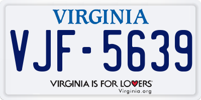 VA license plate VJF5639