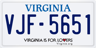VA license plate VJF5651