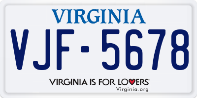 VA license plate VJF5678