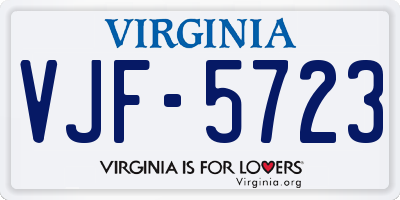 VA license plate VJF5723