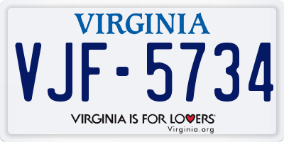 VA license plate VJF5734