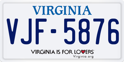 VA license plate VJF5876
