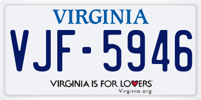 VA license plate VJF5946