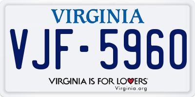 VA license plate VJF5960
