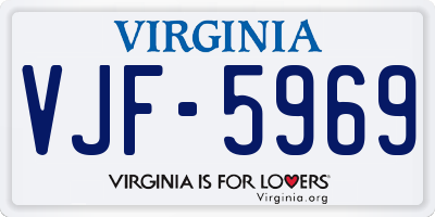 VA license plate VJF5969
