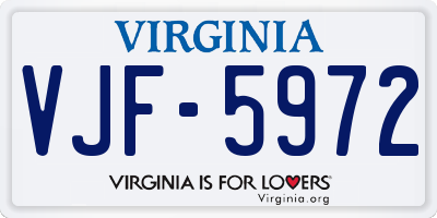 VA license plate VJF5972
