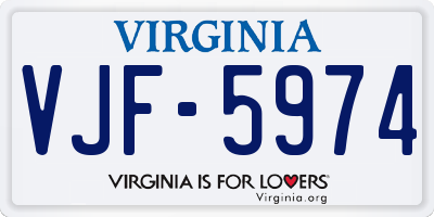 VA license plate VJF5974