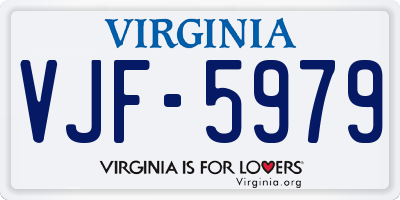 VA license plate VJF5979