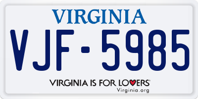 VA license plate VJF5985