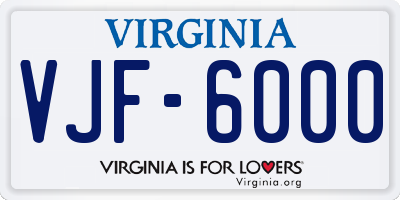 VA license plate VJF6000