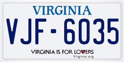 VA license plate VJF6035