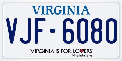 VA license plate VJF6080
