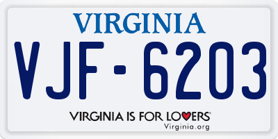 VA license plate VJF6203