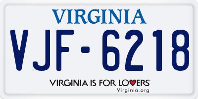 VA license plate VJF6218