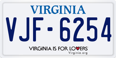 VA license plate VJF6254